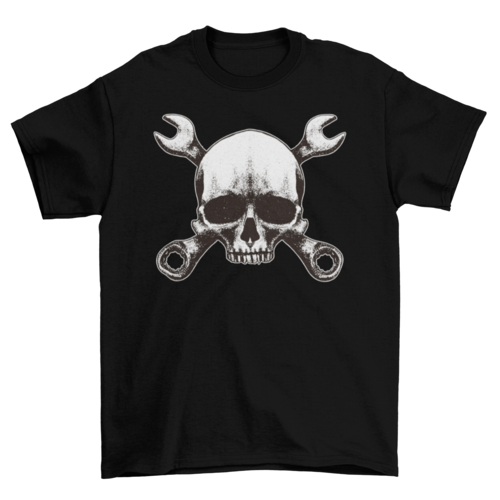 Skull and mechanic tools t-shirt