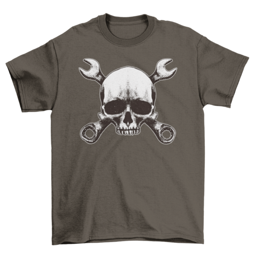 Skull and mechanic tools t-shirt