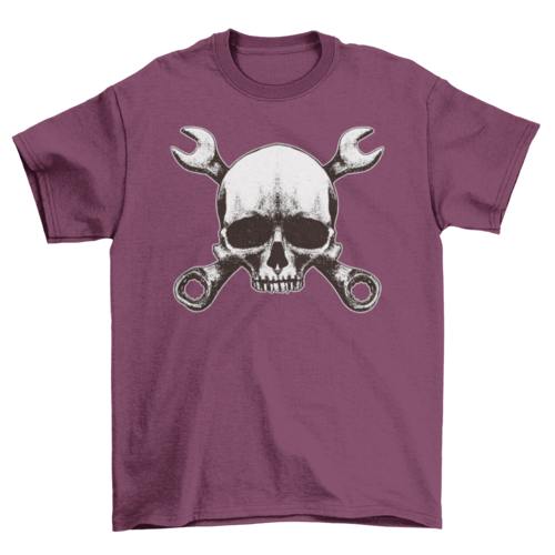 Skull and mechanic tools t-shirt