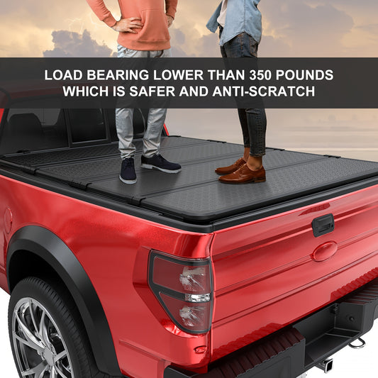 5.5FT Hard 4-Fold Tonneau Cover for Ford F150 Truck Bed 2015-2024 with Lamp