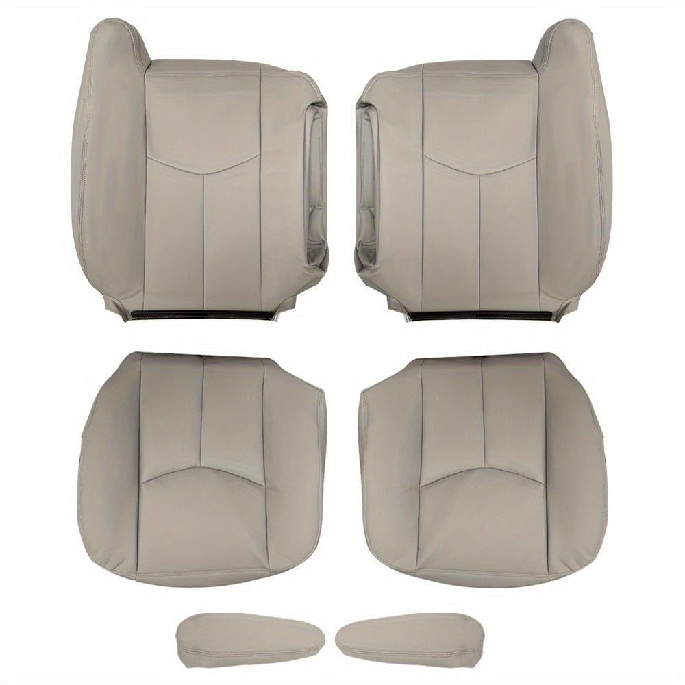 6X Light Tan Front Driver Passenger Side Seat Cover Artificial Leather Bottom & Lean Back Replacement for 2003 2004 2005 2006 Chevy Tahoe Suburban GMC Yukon