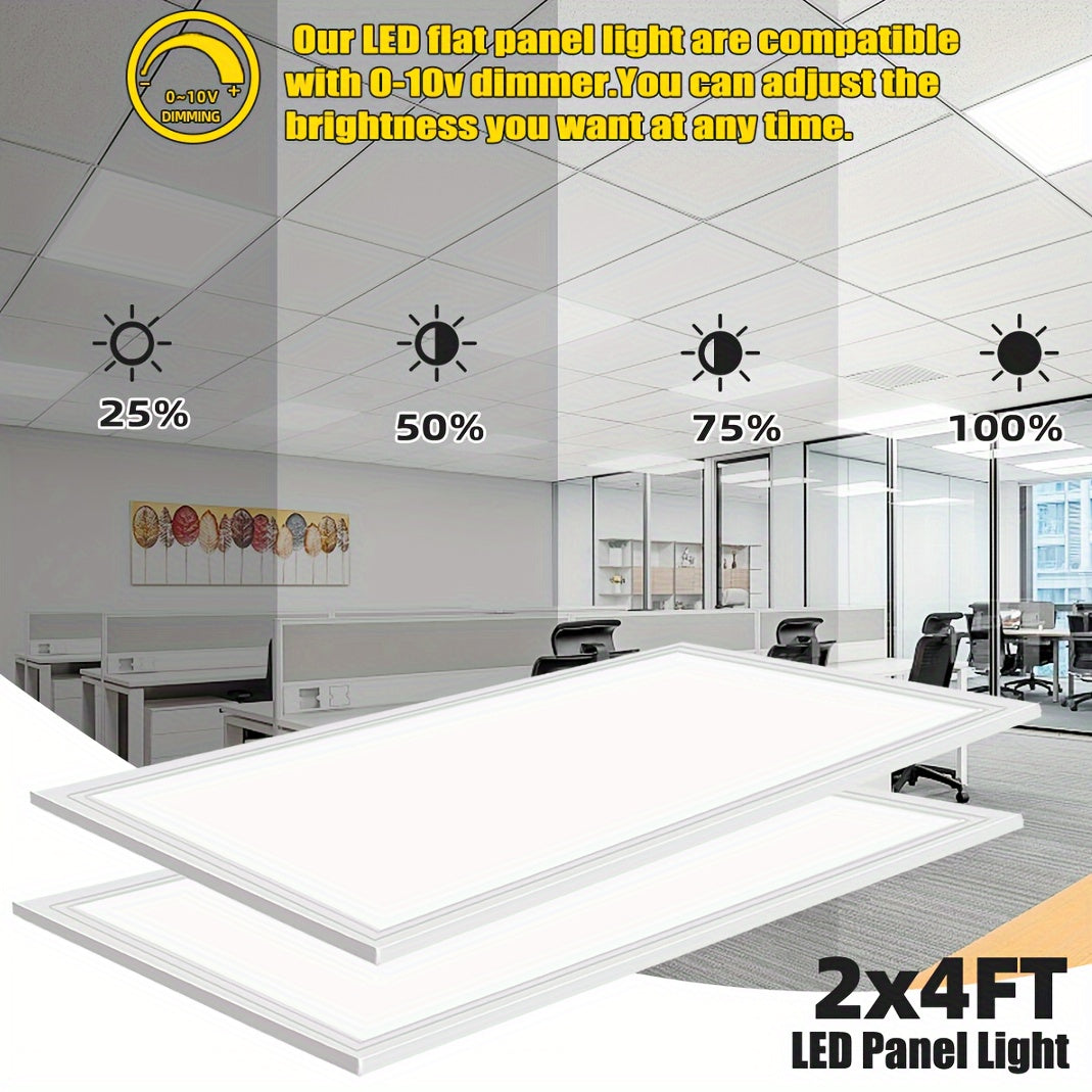 2/8/20Pack 2x4 LED Flat Panel Light, 0-10V Dimmable LED Drop Ceiling Light Fixture, 5000K Daylight White Recessed Edge-Lit Troffer Light, ETL Certificated, 110-277V AC