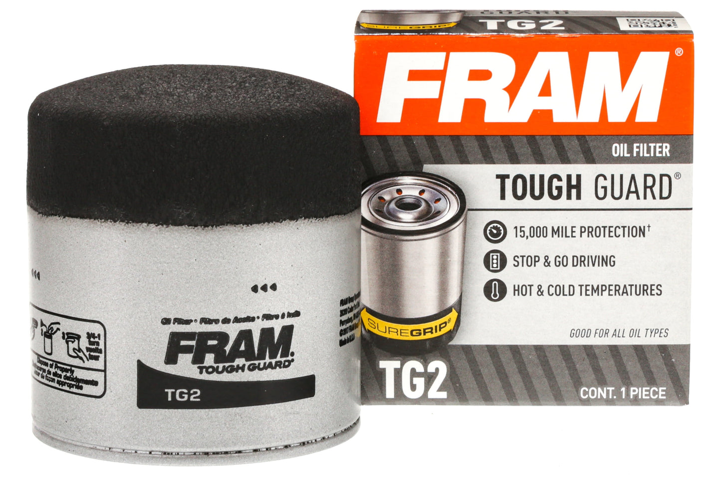 (3 Pack)  Tough Guard Oil Filter, TG2, 15,000 Mile Replacement Oil Filter Fits Select: 1993-2014 FORD F150, 2008-2012 DODGE RAM 1500