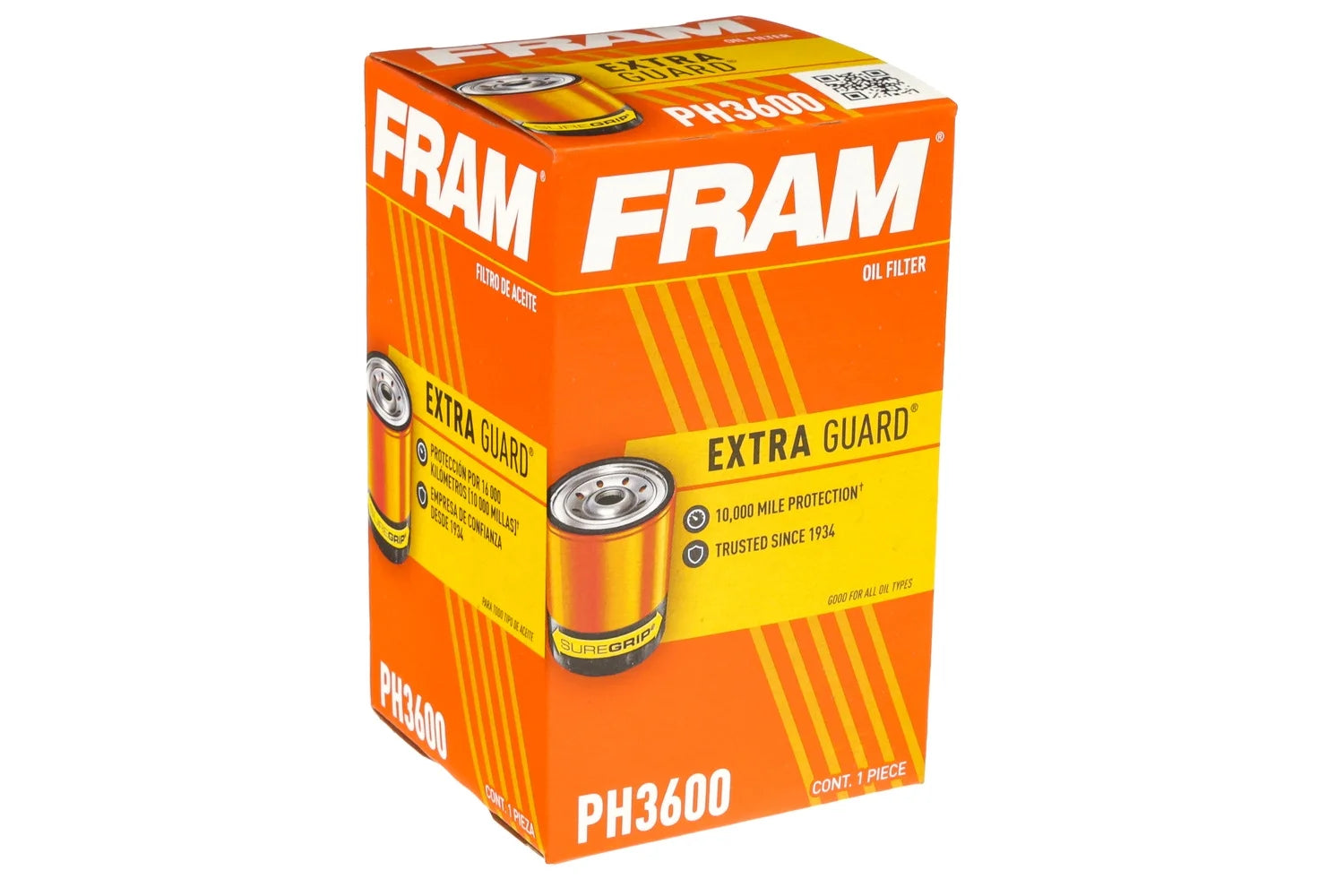 Extra Guard Oil Filter, PH3600, 10K Miles, Replacement Oil Filter Fits Select Vehicles