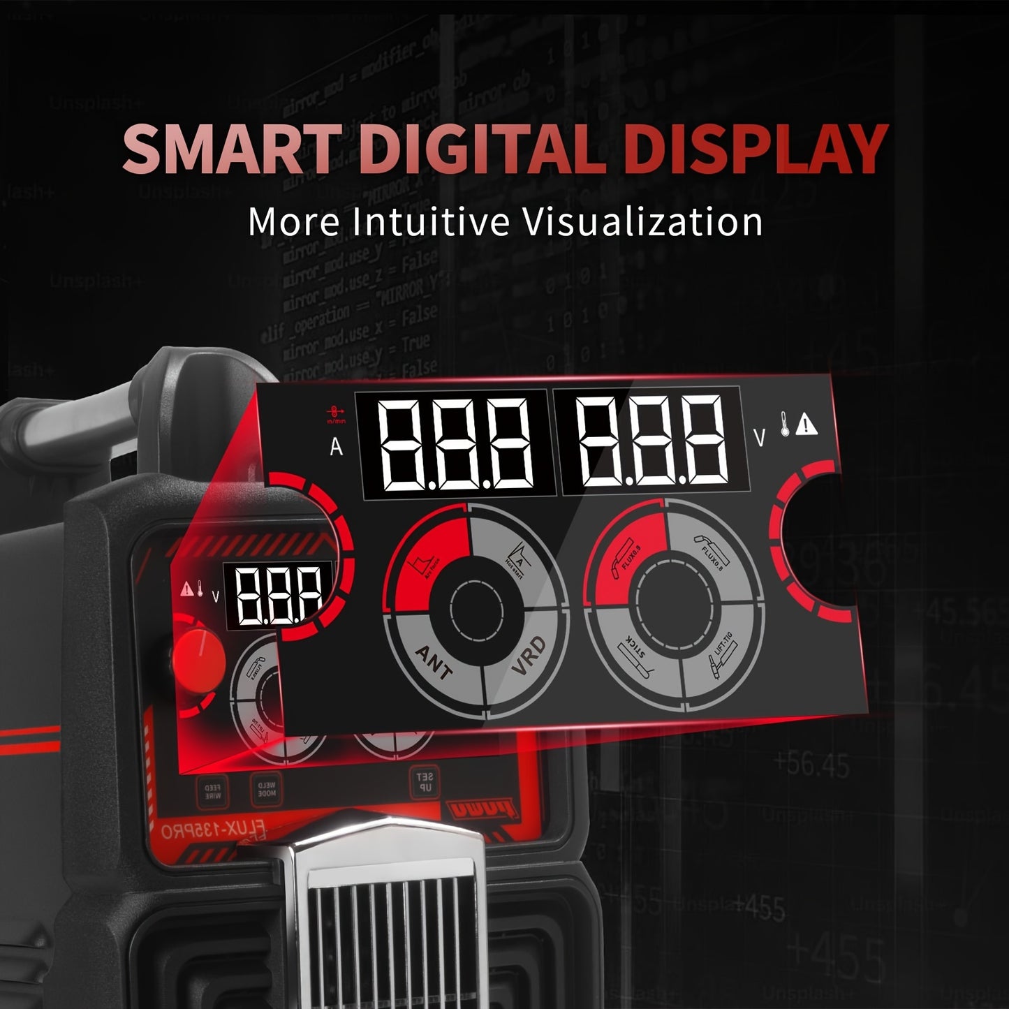 135A 110V 3-in-1 Flux Core MIG/TIG/Stick Welder with Digital Display, Gasless, Hot Start, and Anti-Stick Protection