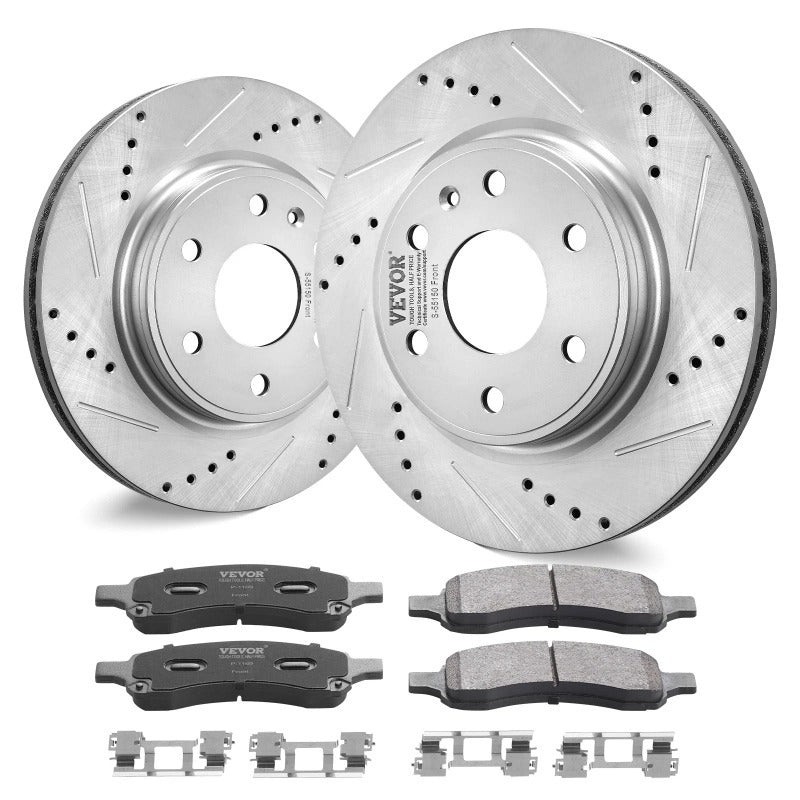 VEVOR Drilled Slotted Front Brake Rotors Pads Kit for Chevy Traverse for GMC Acadia