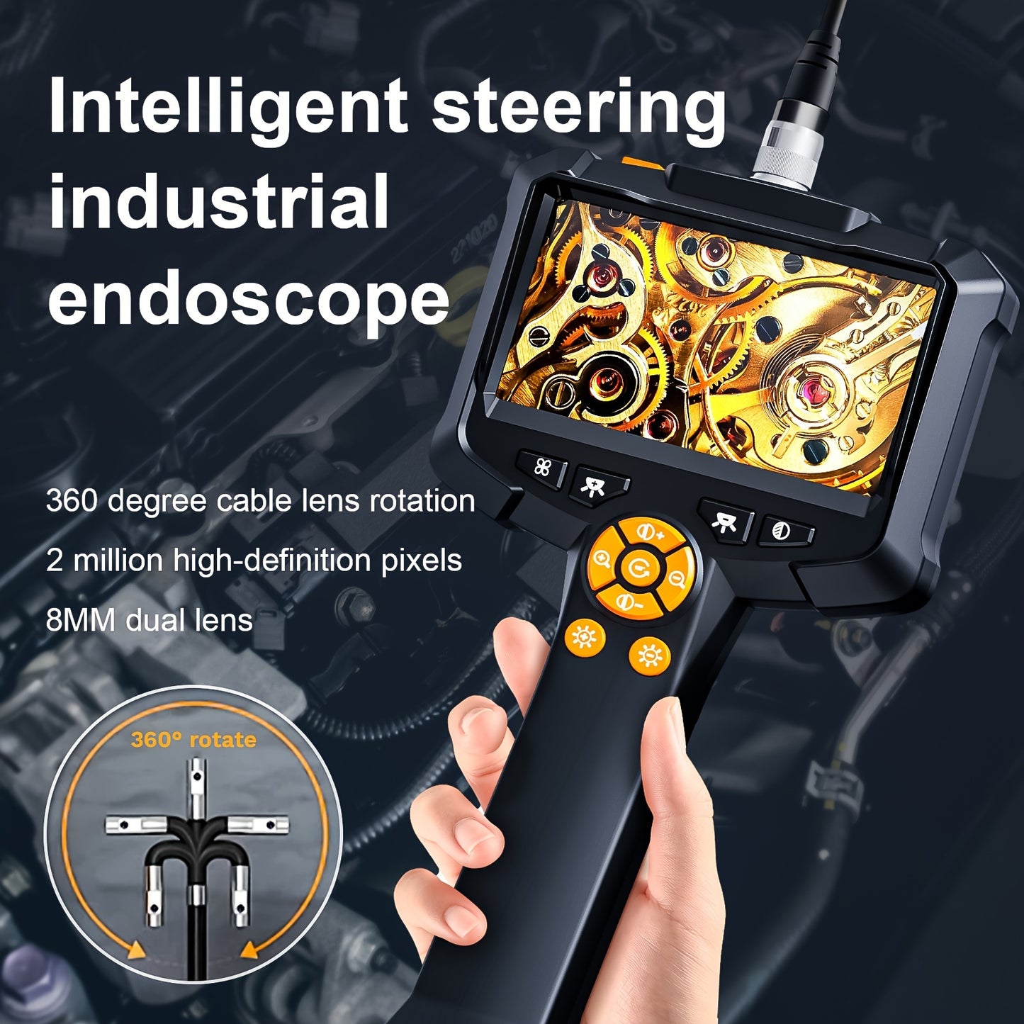 4.3-inch Illuminated Endoscope Camera, IP67 Waterproof 1080 High-definition Inspection Camera, Illuminated Endoscope Camera, Snake Shaped Camera, 16.5-inch Endoscope Camera, Men's Small Tool