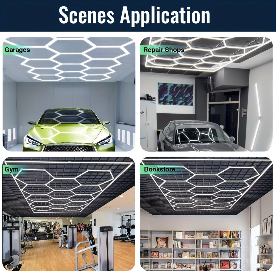 1pc Garage Light Hexagon LED Light Lamp, Highly Efficient Honeycomb LED Light For Auto Shops perfect for Christmas gifts, holiday office, bedroom, hotel, party, restaurant decoration