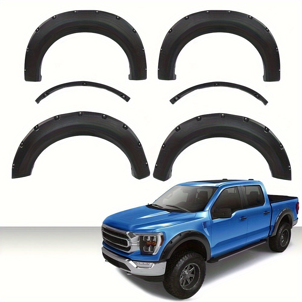 2009-2014 Ford F150 Fender Flares - Black Pocket Rivet Style Wheel Cover with Enhanced Durability and Weather Resistance - Custom Fit for a Sleek Look