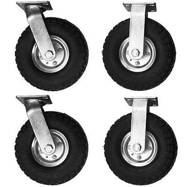 4pcs 10" Pneumatic Tool Car Rubber Wheels