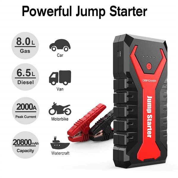 2000A 20800mAh Portable Car Jump Starter Auto Battery Booster Pack