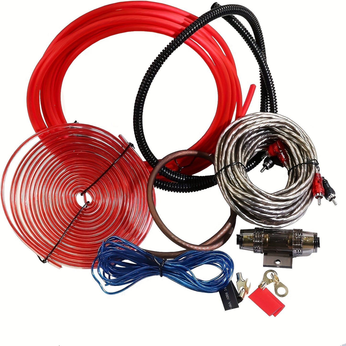 2300W 4 Gauge Car Audio Amplifier Cable Kit with RCA Subwoofer Sub Wiring for Install