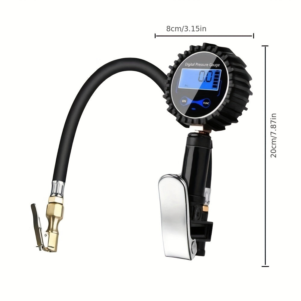 Accurate Digital Tire Inflator Gauge with Pressure Monitoring - Portable, Easy-to-Read Air Chuck for Truck, Car, Bike, and Motorcycle - Convenient, Space-Saving Design for Quick Inflation and Deflation