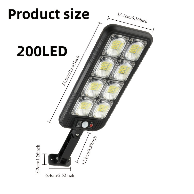 1pc Solar Street Light IP65 Waterproof 6500K 100000LM 200LED/504 LED Solar Parking Street Light (Dusk To Dawn) With Foldable Bracket Solar Flood Light (Wide Angle Motion Sensor And Remote Control) For Commercial Area Lighting