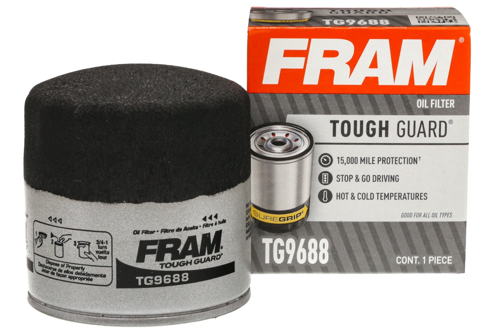 (3 Pack)  Tough Guard 15,000 Mile Oil Filter, TG9688 Fits Select: 2012-2023 HYUNDAI ELANTRA, 1990-2019 HYUNDAI SONATA