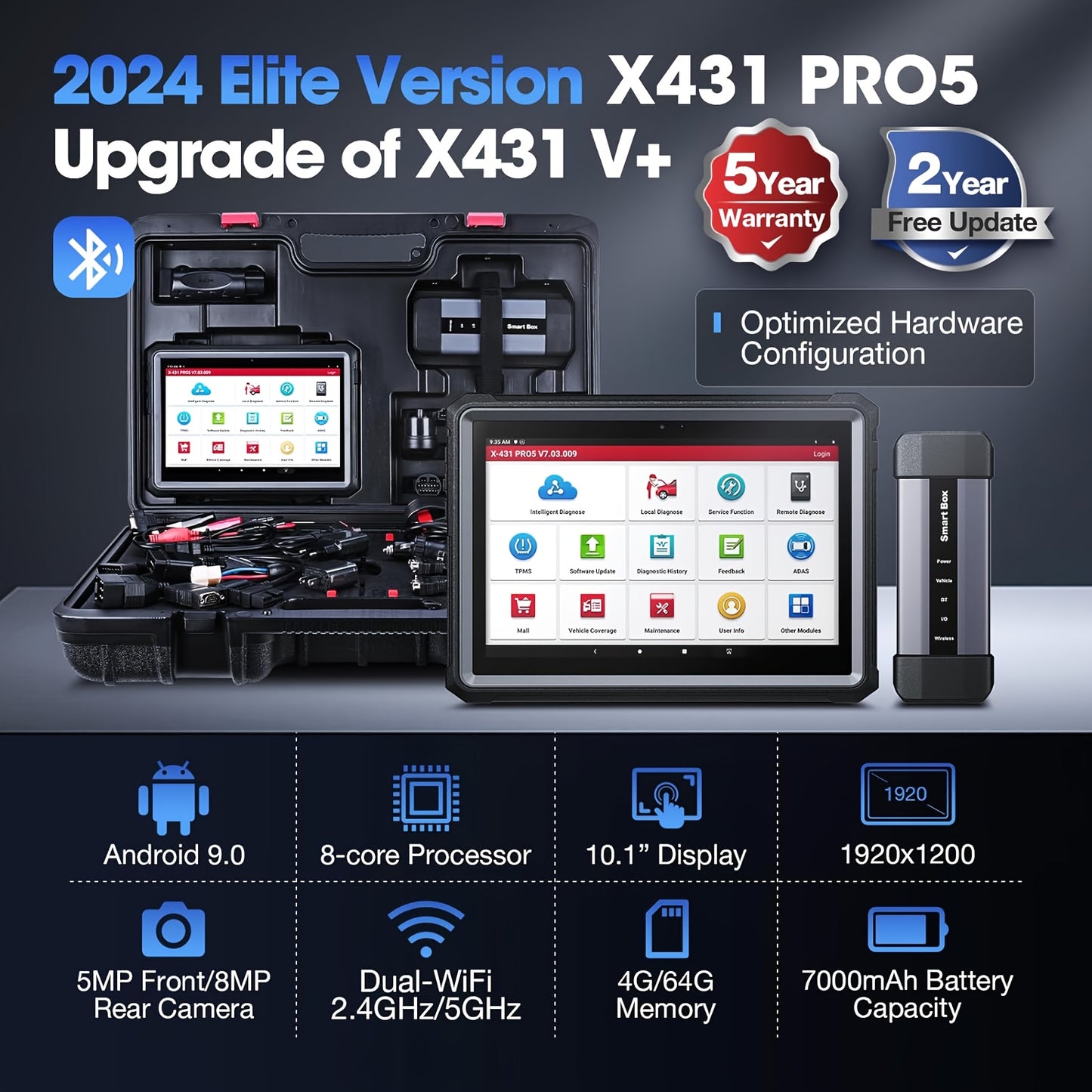 2-Year Free Update LAUNCH X431 PRO5 Diagnostic Scanner, J2534 Reprogramming Tool With ECU Coding, Upgrade Of X431 PRO3/V+, 50+ Service, Intelligent Diagnostics, Guided Functions, CAN FD/DoI